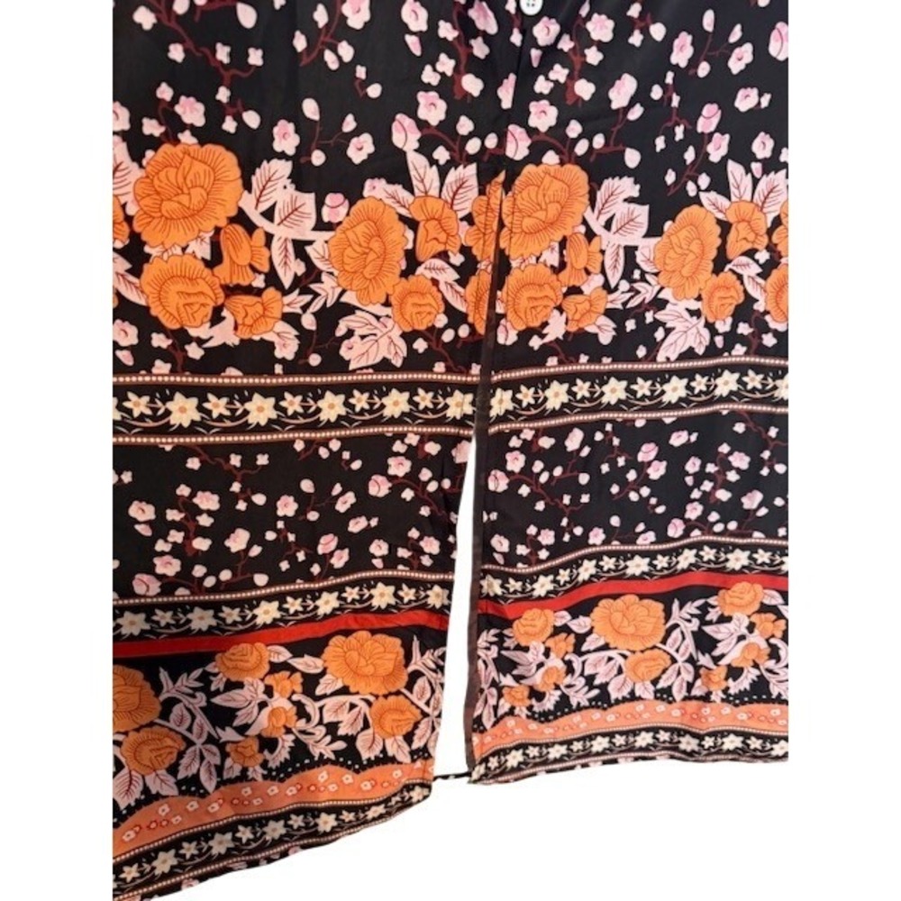 NWOT-Floral/Border Button Front‎ Black Maxi Skirt Boho High Waisted Print 2XL - Picture 3 of 5